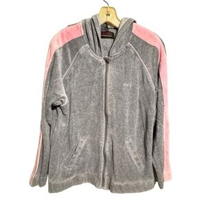 Vintage Cassini by Oleg Cassini Gray Velour‎ Hoody Jacket